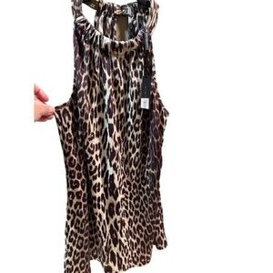Elie Tahari Women's Cheetah Print Halter Neck Sleeveless Blouse Size M New W Tag
